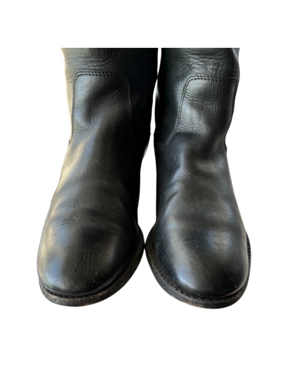 Frye Melissa Logo Black Brown Tall Leather Riding Boots Size 8.5 - Picture 8 of 14